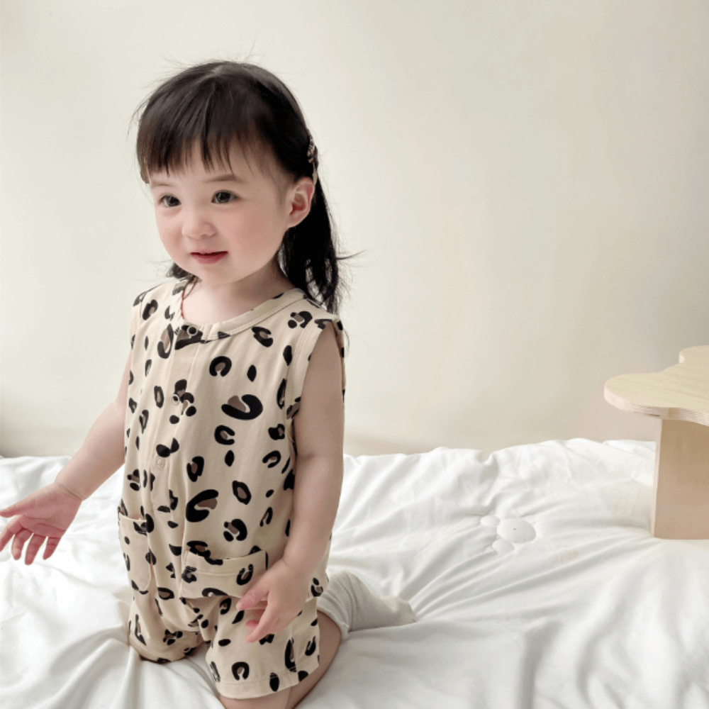 Playful Print Baby Romper With Pockets