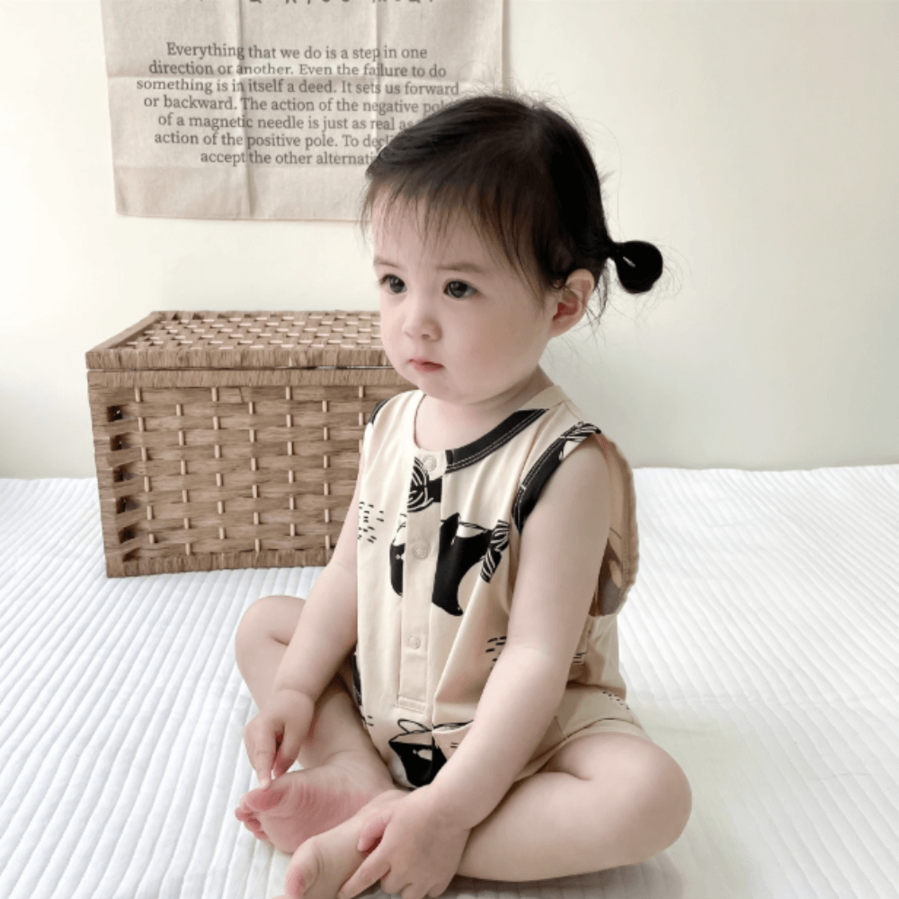 Playful Print Baby Romper With Pockets