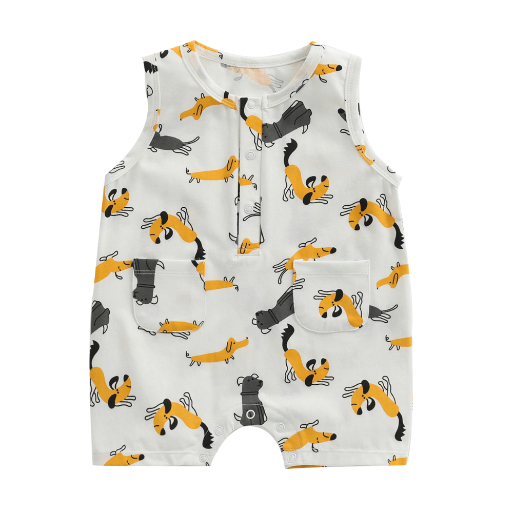 Playful Print Baby Romper With Pockets