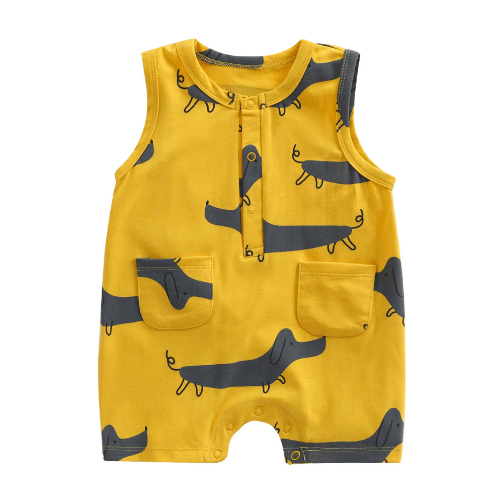 Playful Print Baby Romper With Pockets