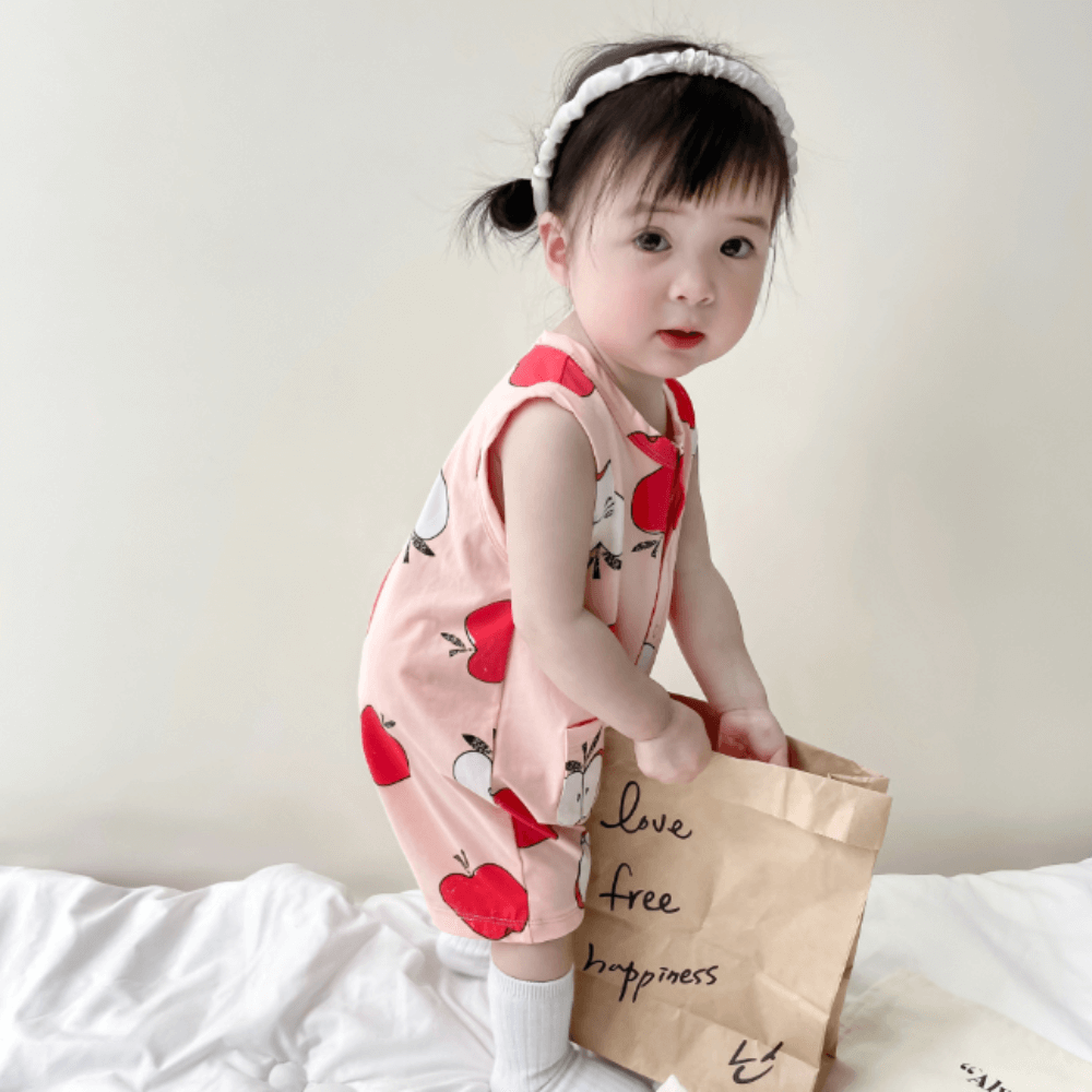 Playful Print Baby Romper With Pockets