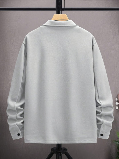 Polyester Blend Jacket - Button Front And Flexible Fit
