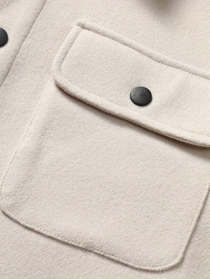 Polyester Blend Jacket - Button Front And Flexible Fit