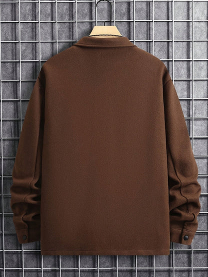 Polyester Blend Jacket - Button Front And Flexible Fit