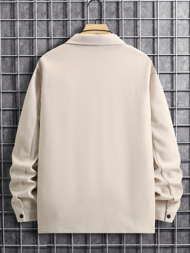Polyester Blend Jacket - Button Front And Flexible Fit
