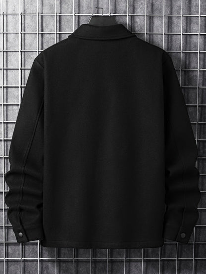 Polyester Blend Jacket - Button Front And Flexible Fit