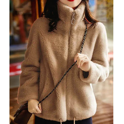 Polyester Blend Jacket - Fleece Lined & Zip Front Warmth