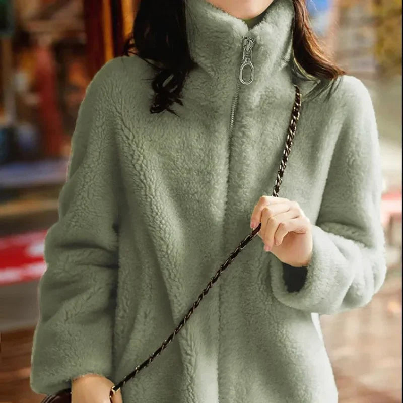 Polyester Blend Jacket - Fleece Lined & Zip Front Warmth