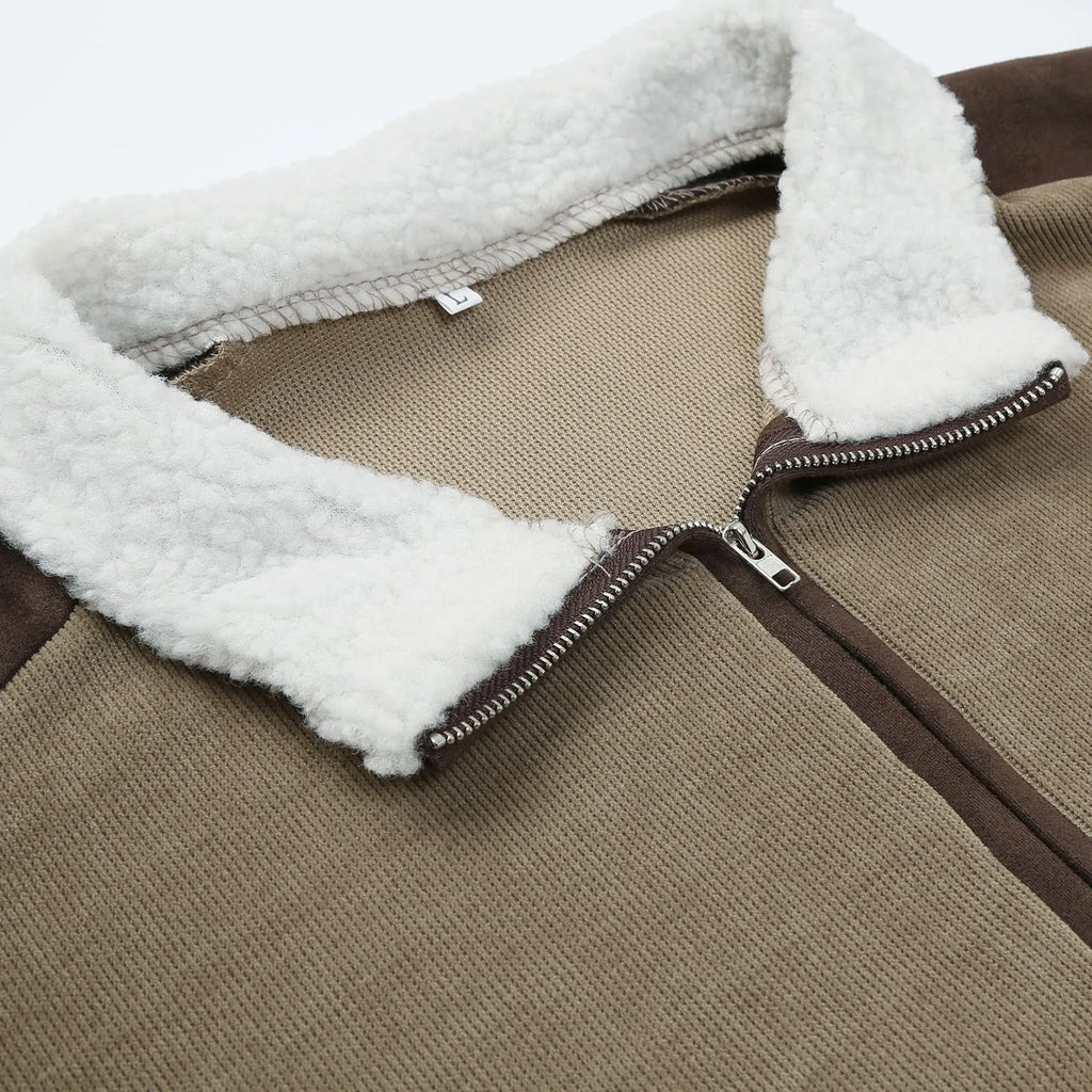 Polyester Blend Jacket - Fleece Lining And Zip Front Ease