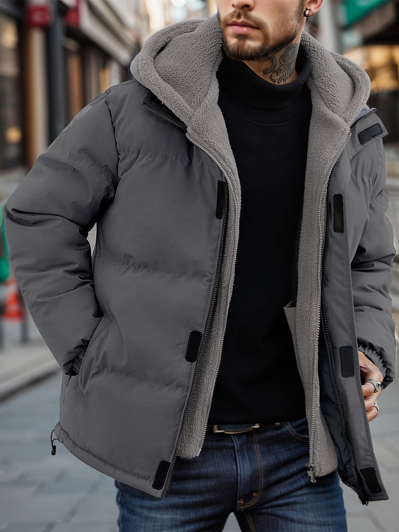 Polyester-Blend Jacket - Hooded Zip Front & Warm Lining