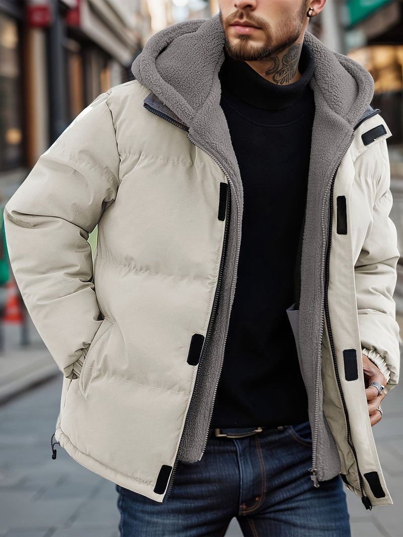 Polyester-Blend Jacket - Hooded Zip Front & Warm Lining