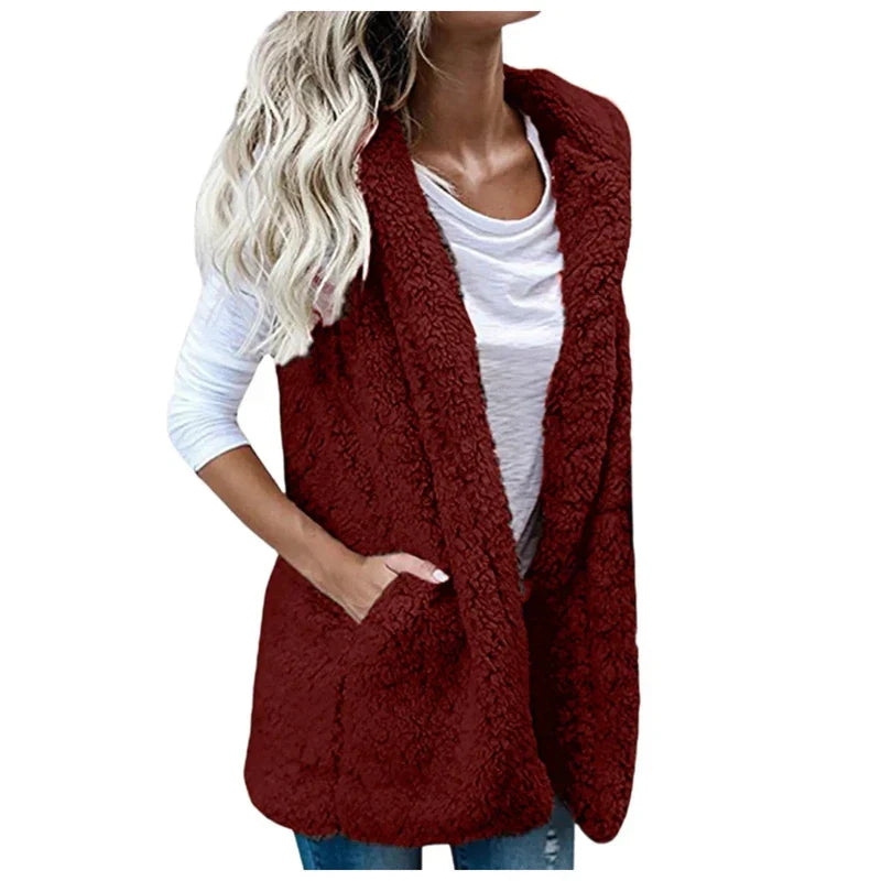 Polyester Blend Vest - Thick Hooded Design And Easy Layer