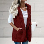 Polyester Blend Vest - Thick Hooded Design And Easy Layer