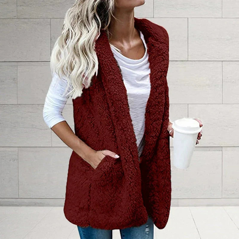 Polyester Blend Vest - Thick Hooded Design And Easy Layer