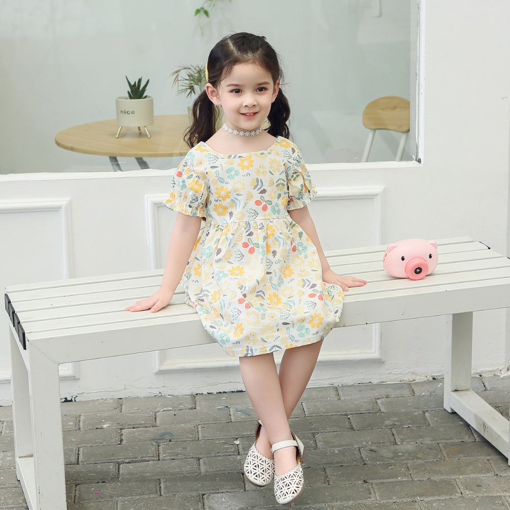 Pretty Puff Sleeve Girls Dress