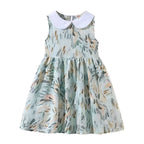 Pretty Watercolor Leaf Dress with Collar