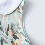 Pretty Watercolor Leaf Dress with Collar