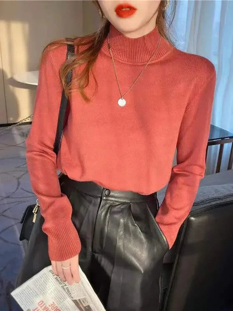 Pullover Sweater – Cotton Blend Turtleneck & Loose Warm Fit