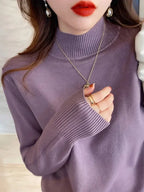 Pullover Sweater – Cotton Blend Turtleneck & Loose Warm Fit