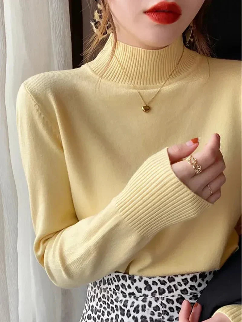 Pullover Sweater – Cotton Blend Turtleneck & Loose Warm Fit