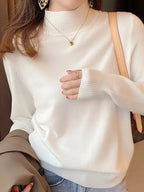 Pullover Sweater – Cotton Blend Turtleneck & Loose Warm Fit