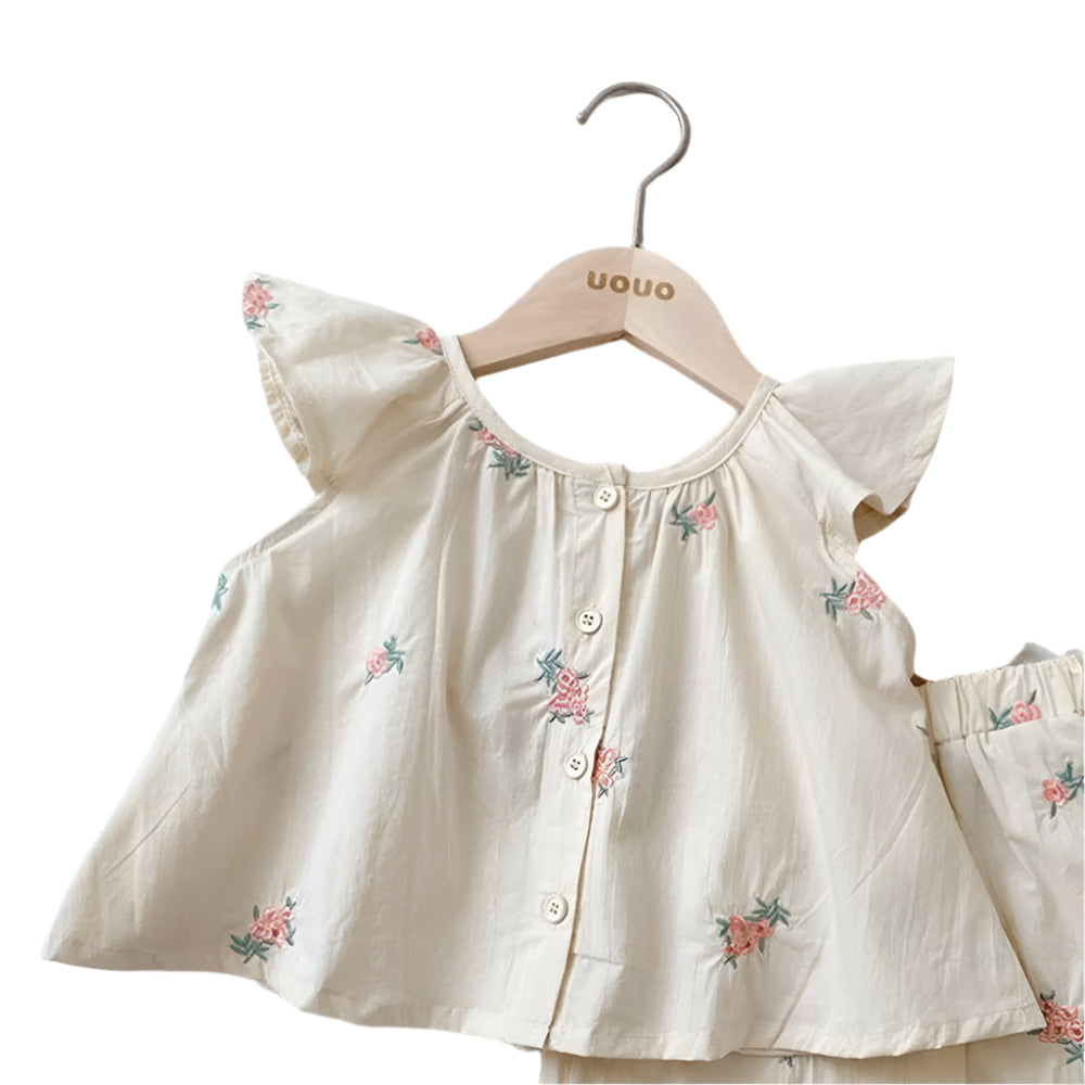 Ensemble d'été à volants fleuris pour filles
