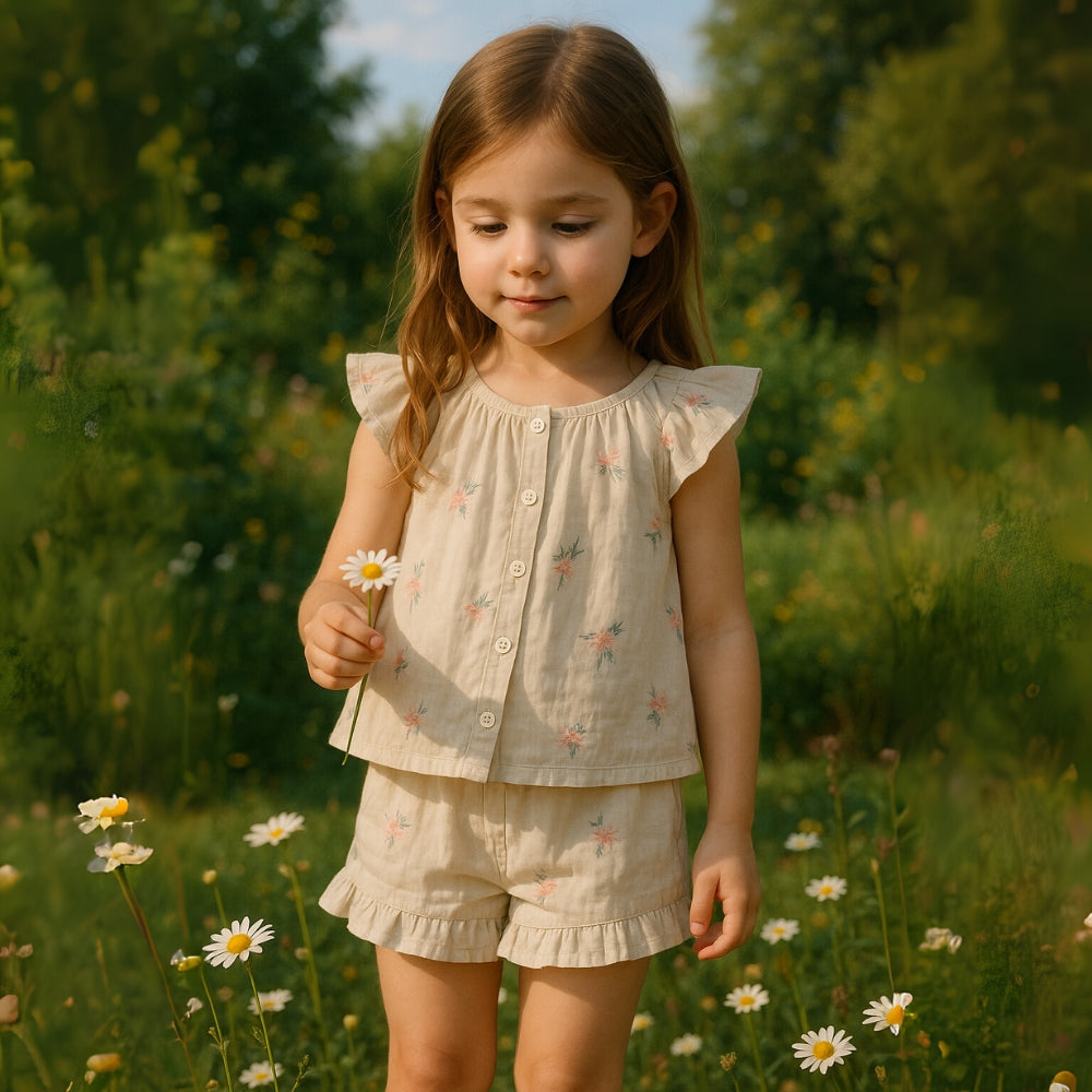 Ensemble d'été à volants fleuris pour filles
