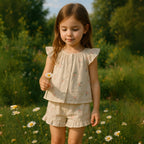 Ensemble d'été à volants fleuris pour filles