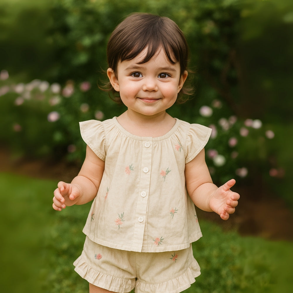 Darling Floral Ruffle Girls Summer Set