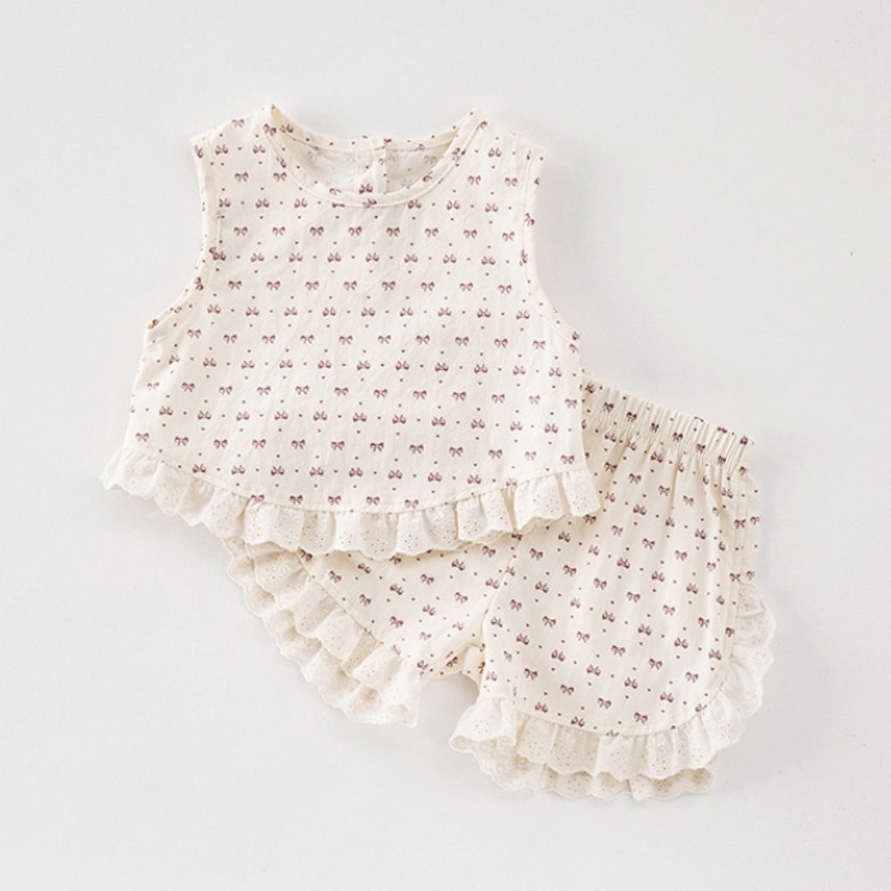 Ruffle Trim Sleeveless Top and Shorts Set