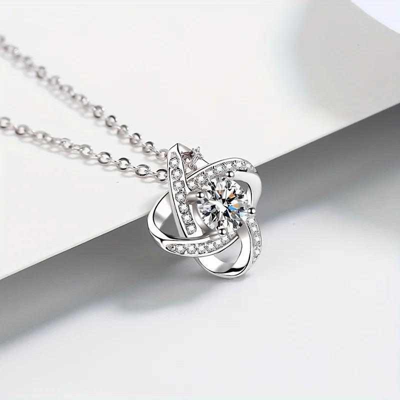 To My Beautiful Mom Cubic Zirconia Love Knot Necklace Mom Gift, Mom Necklace, Mother's Day Gifts