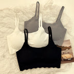3pcs Ice Silk Bra Solid Color Women's Fashion Simple Skin Friendly Yoga Exercise Breathable Sleep Bra No Steel Rim Underwear