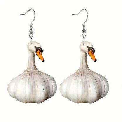 Cross border New Product Funny Creativity Garlic Duck Earrings Female European and American Fashion Festival Animal Earrings