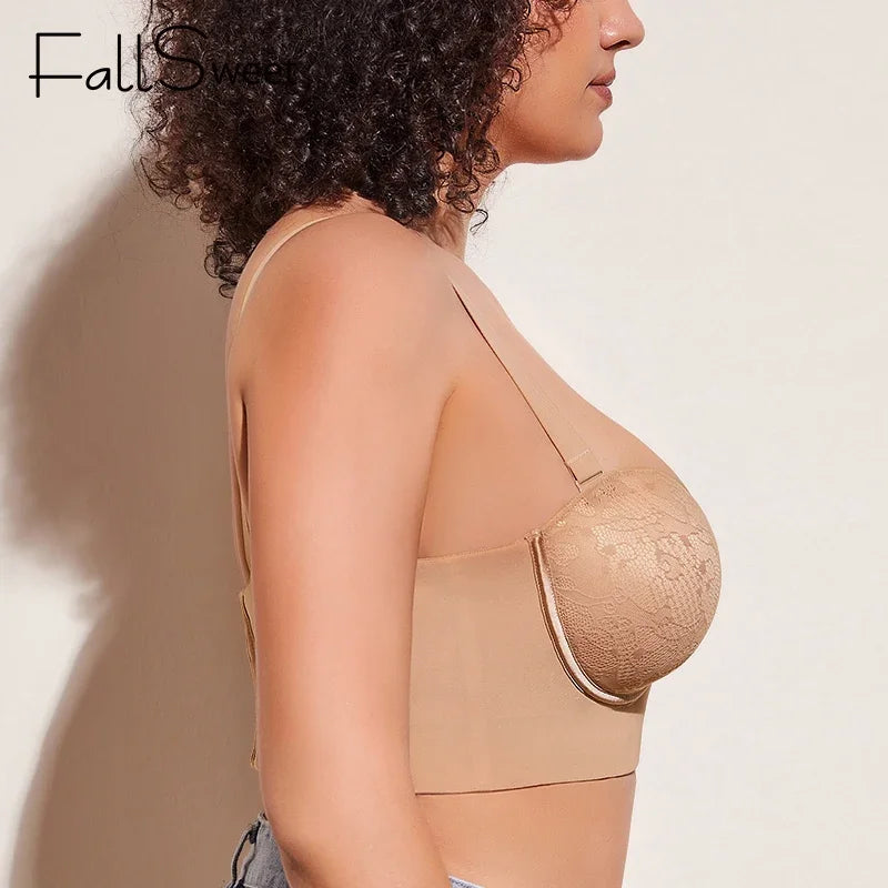 Soutien-gorge bustier long FallSweet à dos entièrement couvert et lissant, avec armatures, dissimulant les bourrelets du dos.