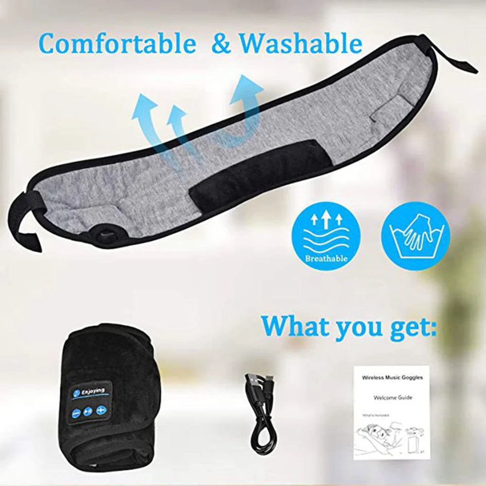 Écouteurs de sommeil Bluetooth, masque pour les yeux, bandeau Bluetooth, écouteurs sans fil souples et confortables.