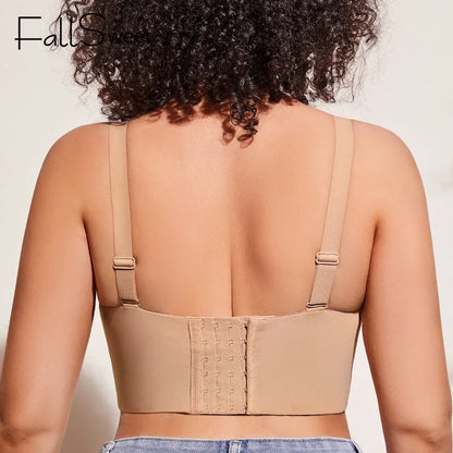 FallSweet Longline Strapless Bra Multiway Full  Back Coverage Smoothing Bras Women's  Underwire Corset Brasieres Hide Back Fat