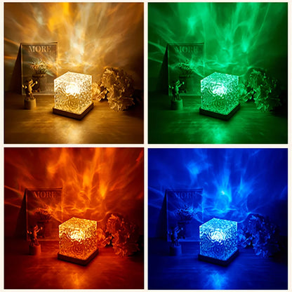 Dynamic Water Ripple Night Light 16 Color Projector Lamp Bedroom Ambient Light USB Remote Cool Wall LED Light Gaming Room Decor