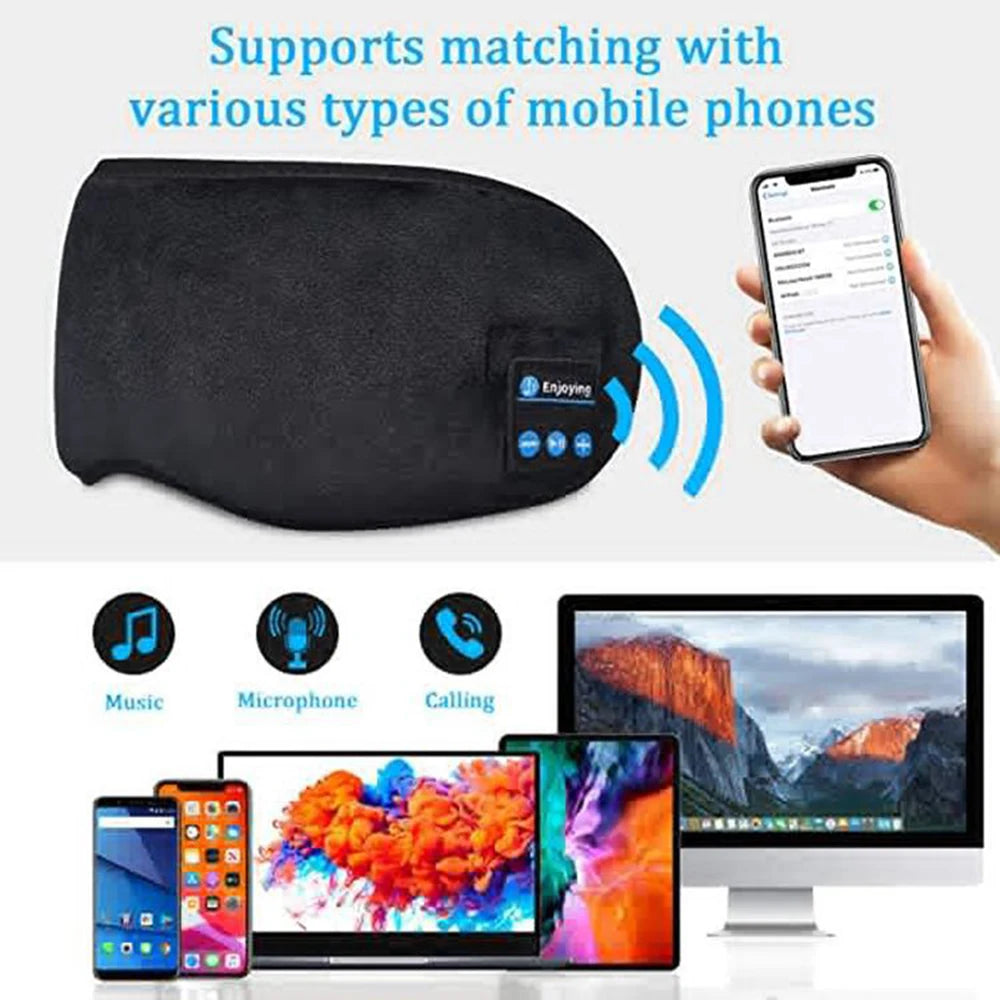 Écouteurs de sommeil Bluetooth, masque pour les yeux, bandeau Bluetooth, écouteurs sans fil souples et confortables.