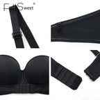 Soutien-gorge sans bretelles à fermeture avant FallSweet, deux-en-un, push-up, à armatures, pour femmes