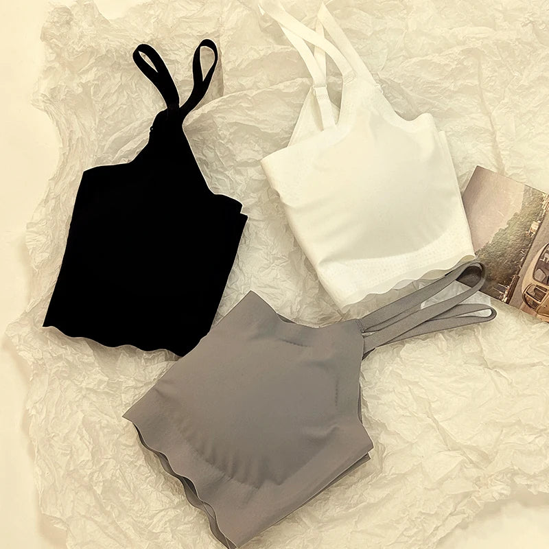 3pcs Ice Silk Bra Solid Color Women's Fashion Simple Skin Friendly Yoga Exercise Breathable Sleep Bra No Steel Rim Underwear