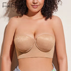 Soutien-gorge bustier long FallSweet à dos entièrement couvert et lissant, avec armatures, dissimulant les bourrelets du dos.