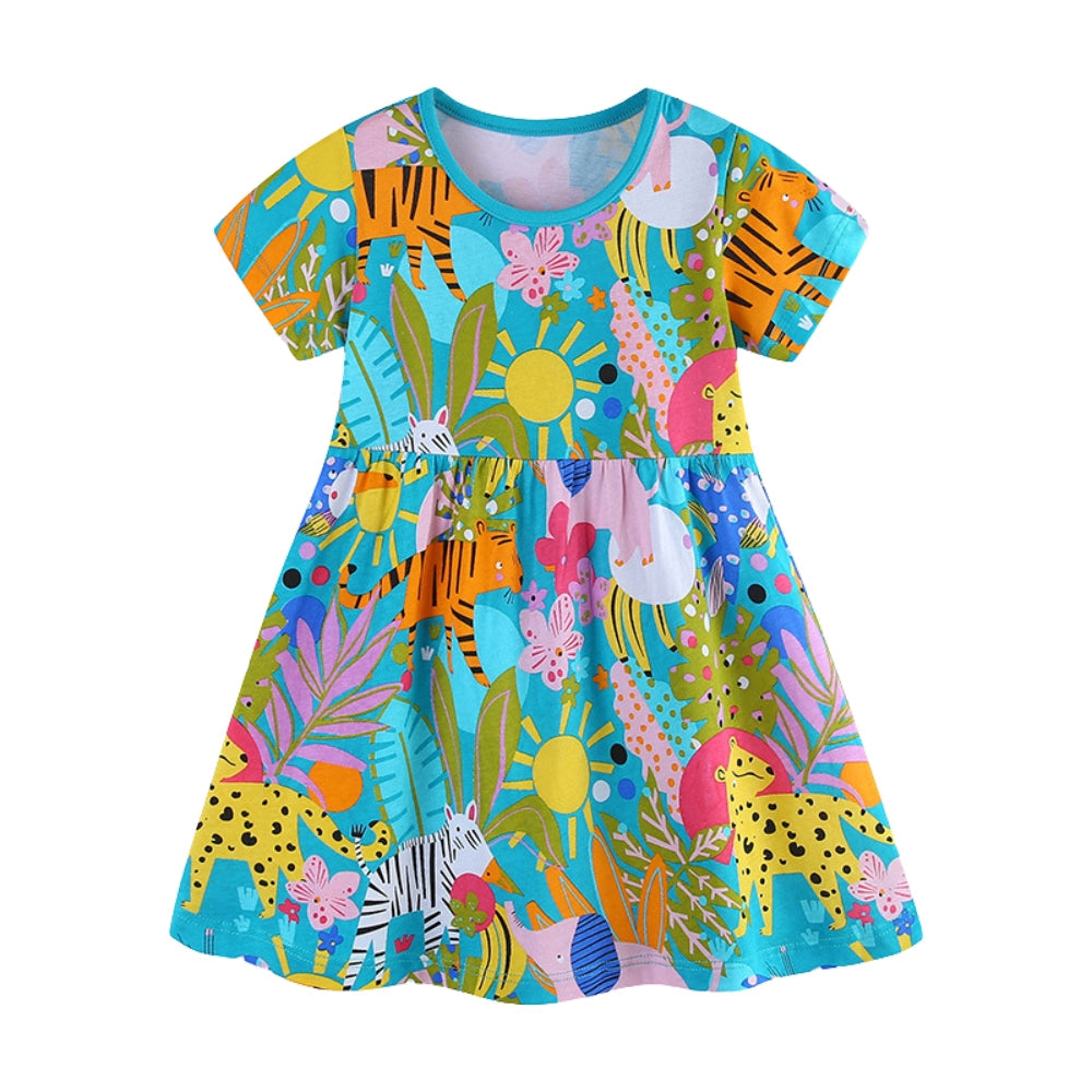 Playful Safari Animal Girls Dress