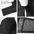 Soutien-gorge grande taille FallSweet pour femme, push-up, à armatures, sexy, ajouré, bonnet fin, tailles 34 à 44DD.