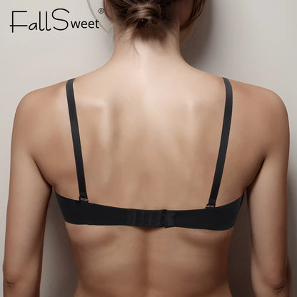 FallSweet Front Closure Strapless Bra Two in One Push Up Brasssiere Underwire Bras for Women