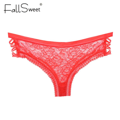 FallSweet 3 pcs/Pack ! Lace Panties  for Women  Ultra Thin Transparent Underwear Low Waist Criss Cross  Briefs