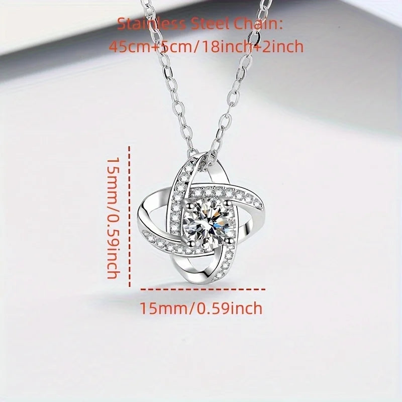 To My Beautiful Mom Cubic Zirconia Love Knot Necklace Mom Gift, Mom Necklace, Mother's Day Gifts