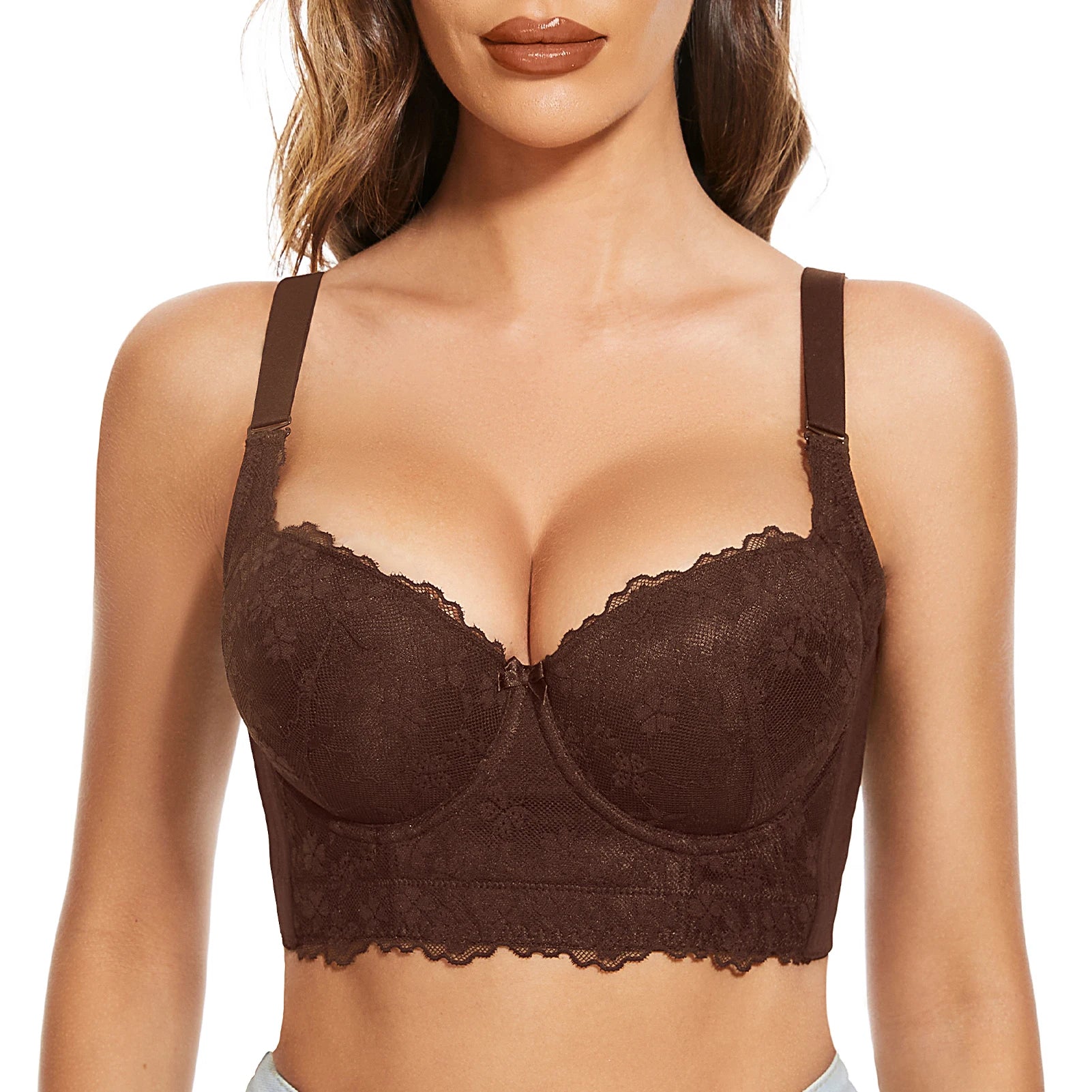 FallSweet Push Up Bra Add One Cup Underwire Corset Top Bustier  Bras for Women Longline Bralette