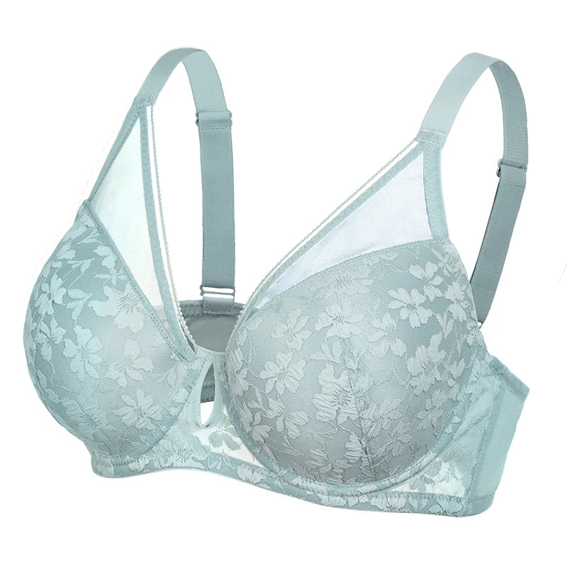 Soutien-gorge grande taille FallSweet pour femme, push-up, à armatures, sexy, ajouré, bonnet fin, tailles 34 à 44DD.