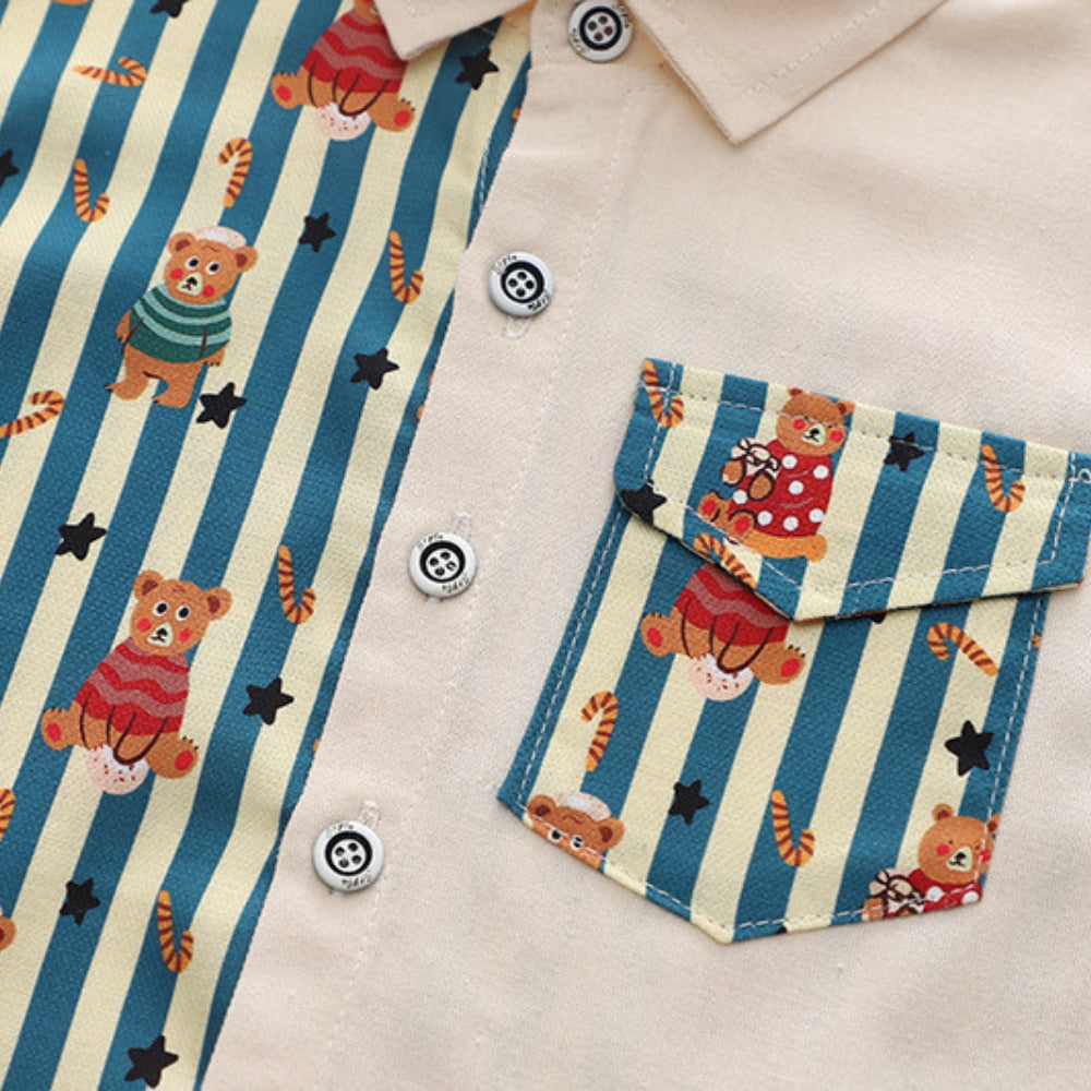 Striped Bear Shirt and Pants Set