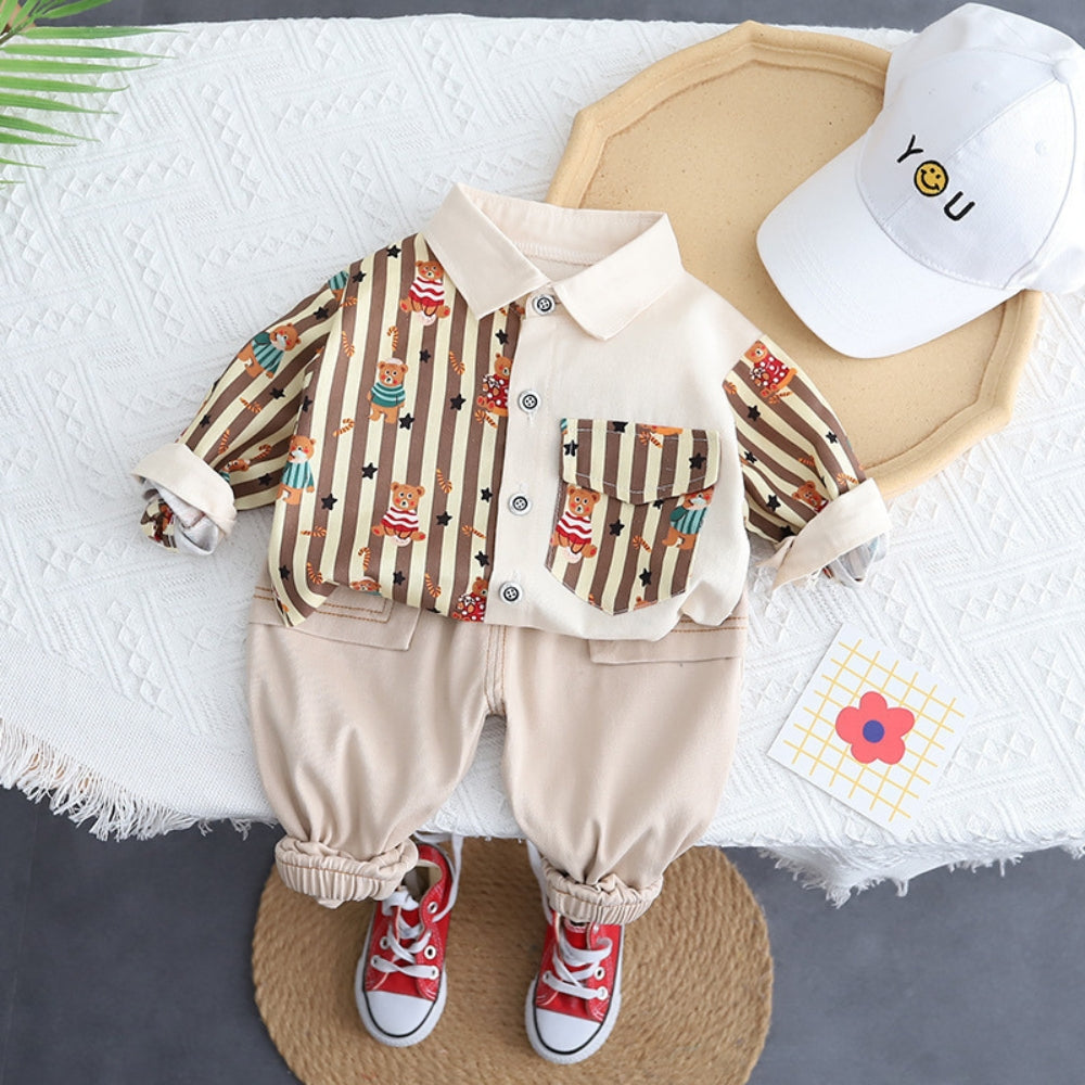 Striped Bear Shirt and Pants Set